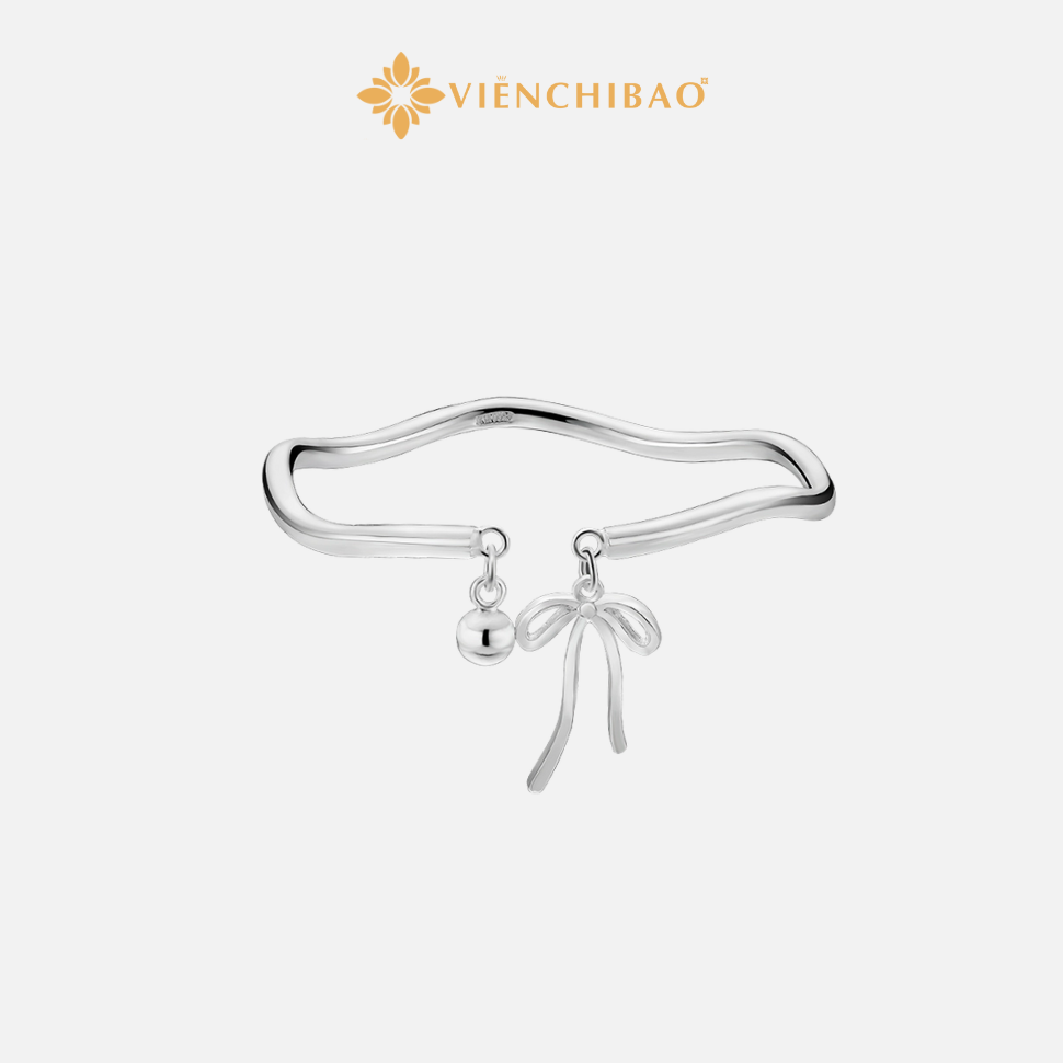 Kiềng tay sóng charm nơ chuông - Viễn Chí Bảo