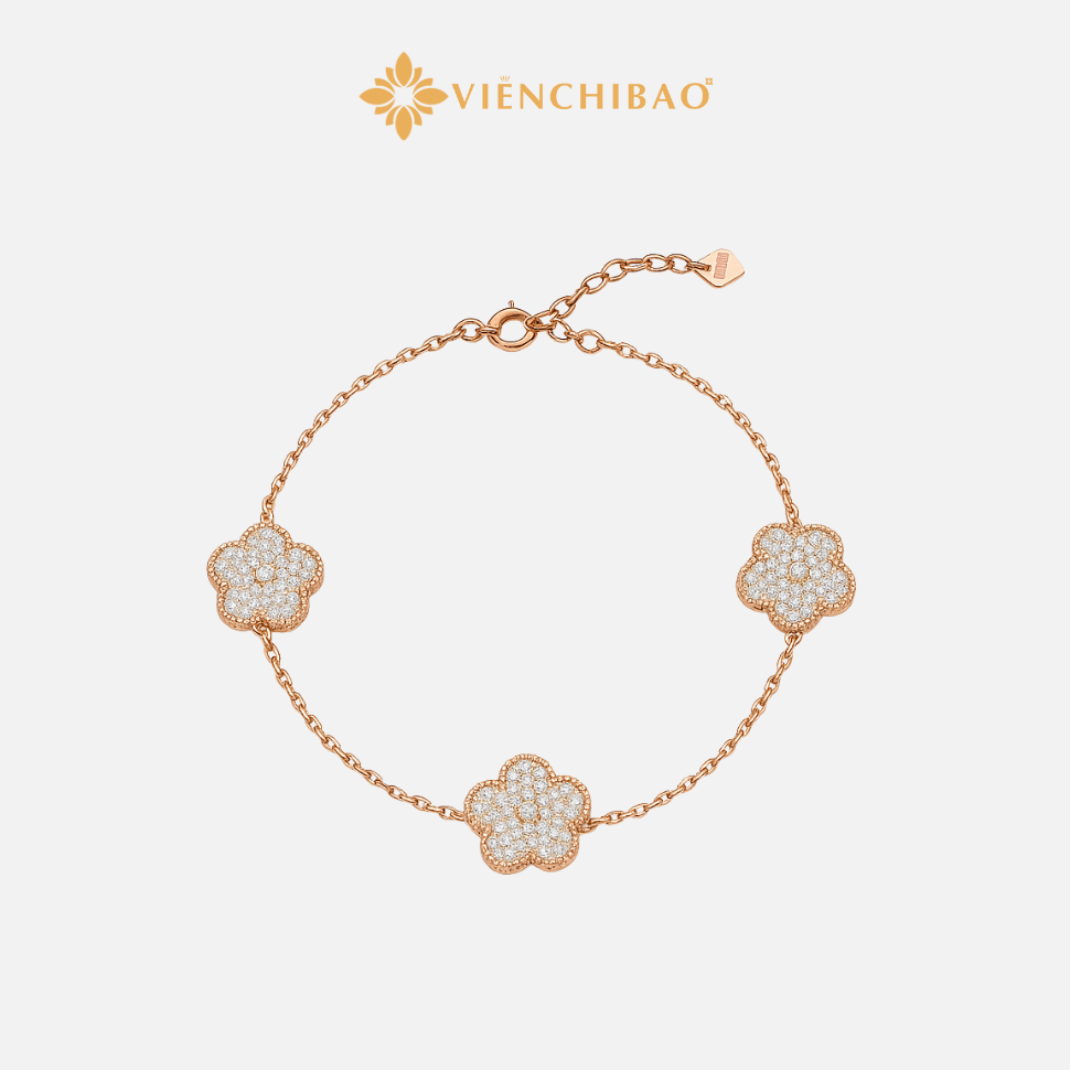 Lắc tay hoa đính full đá S925 - Viễn Chí Bảo - L400251