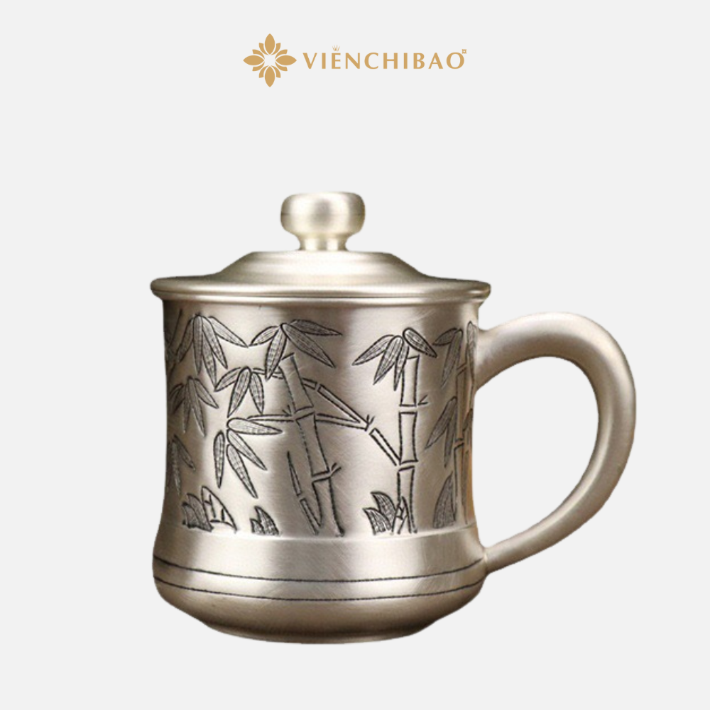 Tách Trà Họa Tiết Tre Trúc Bạc S999 - Viễn Chí Bảo