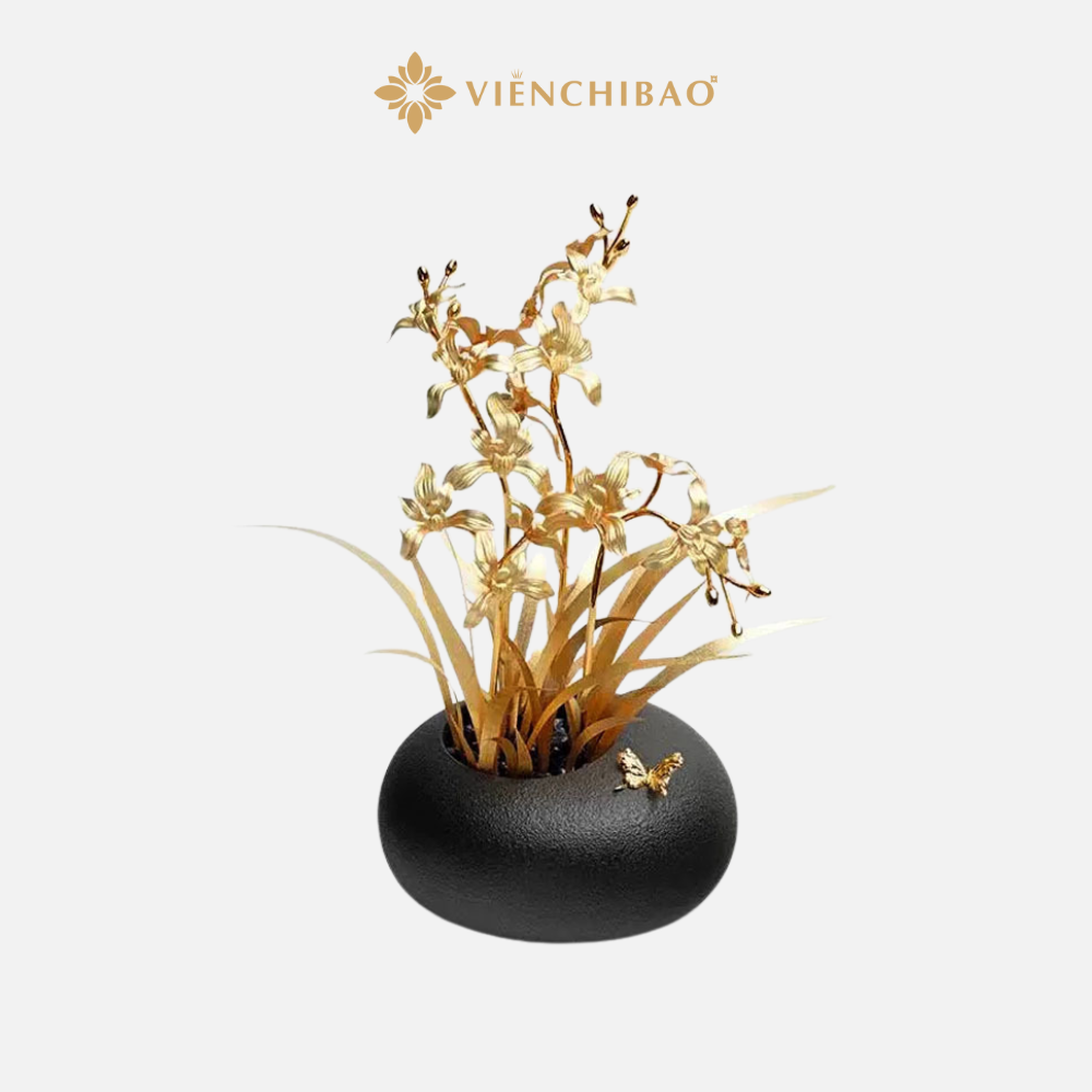 Chậu Lan Kim Phúc An Nhiên Mạ Vàng - Viễn Chí Bảo
