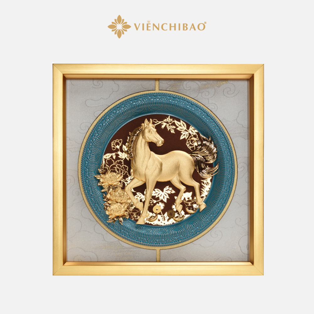 Tranh Phong Thủy Mã Đáo Cát Tường Mạ Vàng - Viễn Chí Bảo