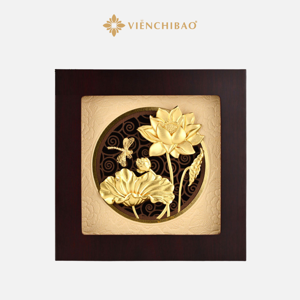 Tranh Liên Hoa An Nhiên Mạ Vàng - Viễn Chí Bảo