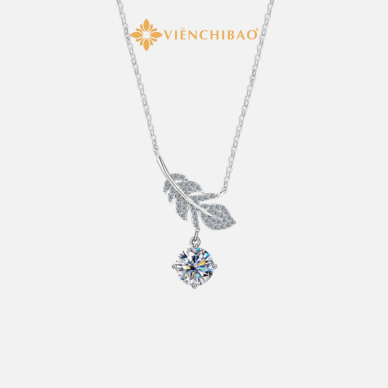 DÂY CHUYỀN LÔNG VŨ ĐÍNH ĐÁ MOISSANITE 6.5LI - VIỄN CHÍ BẢO - D401108